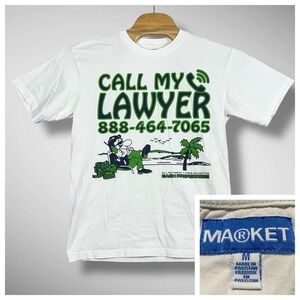 Chinatown Market Call My Lawyer T Shirt Adult Medium White Green‎ Graphic